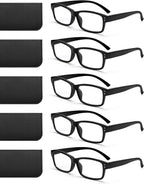 JOLISU Reading Glasses for Men - 5 Pack Classic Readers with Spring Hinge Black Frame, Blue Light Blocking Computer Glasses