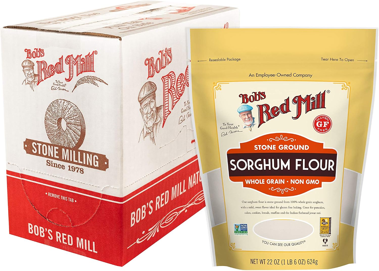 Bob's Red Mill Sorghum Flour, 22oz (Pack of 4) - Whole Grain, Vegan, Kosher