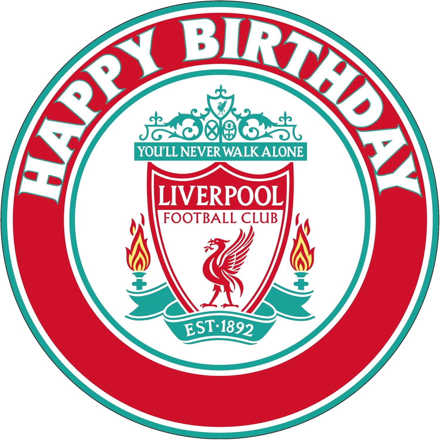 7.5 liverpool Cake Topper – Round Edible Birthday Cake Decorations, Happy Birthday Cake