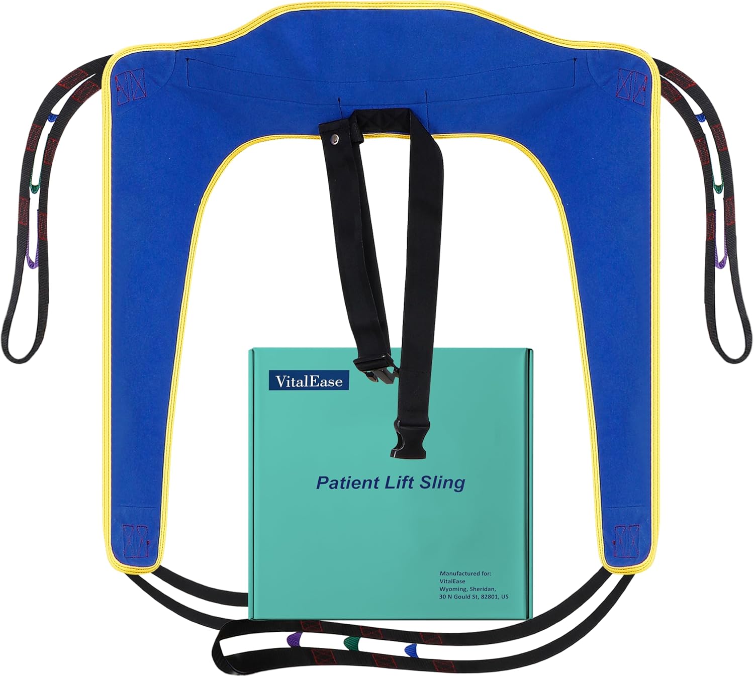Toileting Sling with Torso Belt — Open-Bottom Commode Transfer Sling for Single Caregiver Use, Fits Hoyer & Most Patient Lifts, 600 lb Capacity, FSA HSA Eligible (Medium)