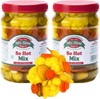 32 Oz. Fresh Pickled Vegetables, 2 Jars, So Hot Mix of Cauliflower Bites, Carrots, Hot Pickles & Chilito Peppers in Spicy Pickle Brine, Vegan Snack