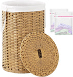 SETVSON Large Laundry Hamper Laundry Basket Round 34.3 Gal (130 L) Handwoven Wicker Laundry Baskets Rattan Laundry Basket with Laundry Bag Handles 2 Mesh Bags for Living Room Bedroom Natural
