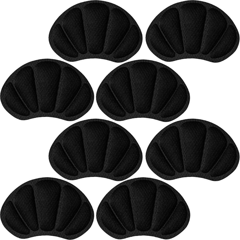 Joez Wonderful 4 Pairs Kids Heel Pads for Shoes Too Big, Self-Adhesive Grips Liner for Loose Shoe, Non Slip Soft Shoe Filler Inserts Cushion for Toddlers Girls Boys (Black)