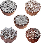 Royal Kraft Mandala Wooden Printing Stamps (Set of 5) - DIY Henna Fabric Textile Paper Clay Pottery Blocks Htag2206