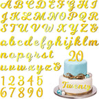 64 Pcs Acrylic Number Alphabet Cake Topper DIY Personalized Name Cupcake Toppers with A-Z Letter 0-9 Number Happy Birthday Set Suitable for Wedding, Birthday, Party Decoration (Gold)