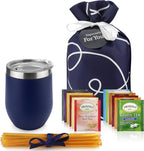 Tea Lovers Gifts Basket - Gift Set Include Temperature Retention Cup 12 Special Blend Teabags & Honey Presented in Beautiful Gift Bag For Women & Men - Birthday, Get Well, Thinking of You Care Package