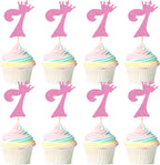 Ercadio 24 Pack Number 7 Cupcake Toppers Glitter Pink 7th Cupcake Toppers Number 7 Cupcake Picks Cheers to 7 Birthday Decorations for Baby Shower Anniversary Party Cake Supplies