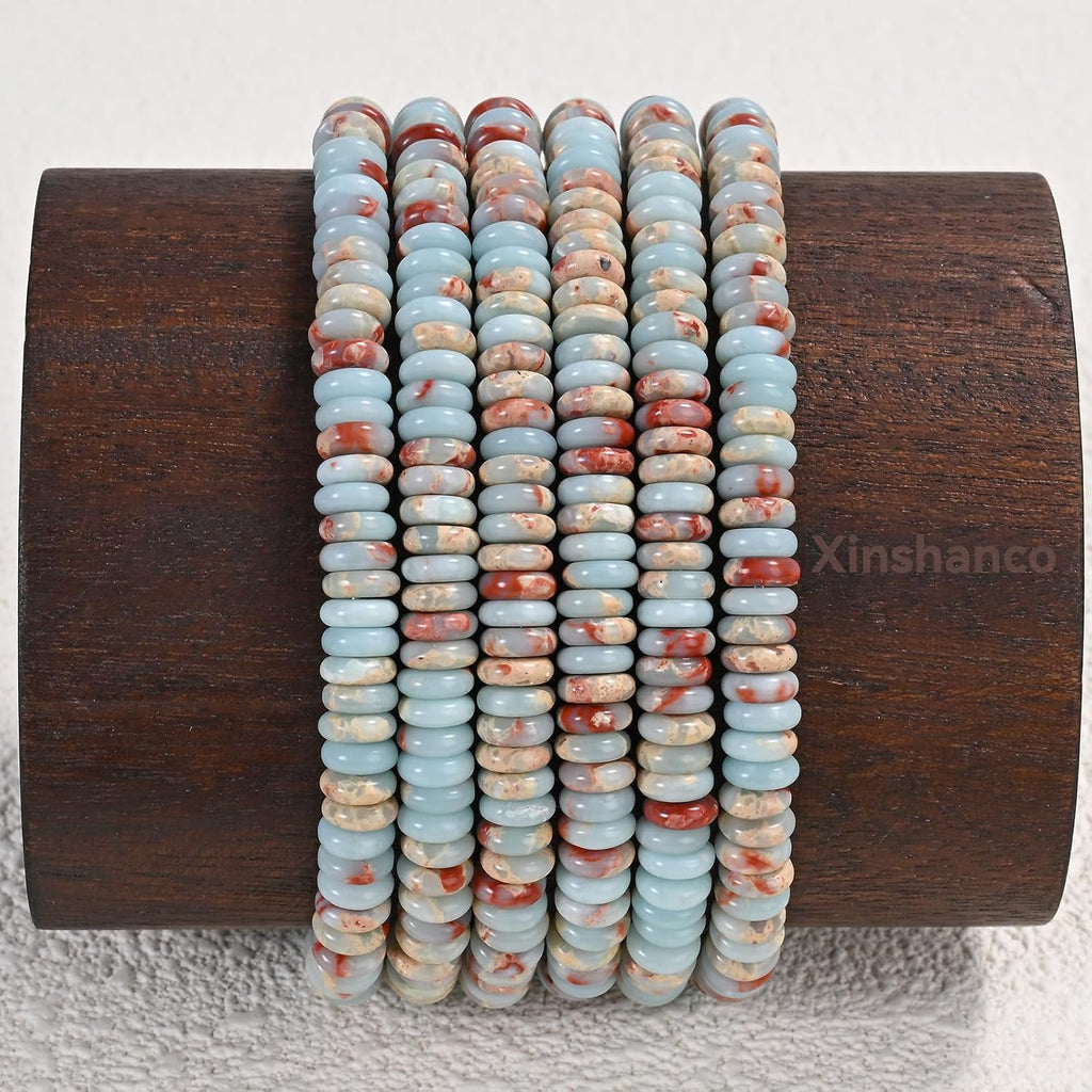 6x2mm Flat Beads Semi Precious Stone Beads Rondelle Beads, Natural Abacus Disk Stone Beads Loose Spacer Gemstone for DIY Bracelet Necklace Jewelry Making 15 in/Str Shoushan