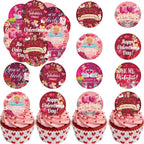 36PCS Edible Be My Valentine Cupcake Toppers Wafer Paper I Love You Cupcake Picks Happy Valentine’s Day Cake Decor for Valentine's Day Theme Wedding Party Supplies