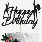Happy Birthday Cake Toppers Black Pole Dancing Girl Bachelorette Party Cake Topper Decorations Boys Girls Women Men Birthday Anniversary Party Decorations Supplies