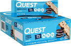 Quest Nutrition Cookies & Cream Protein Bars, 21g Protein, 1g Sugar, 4g Net Carb, High Fiber, Gluten Free, Keto Friendly, 12 Count
