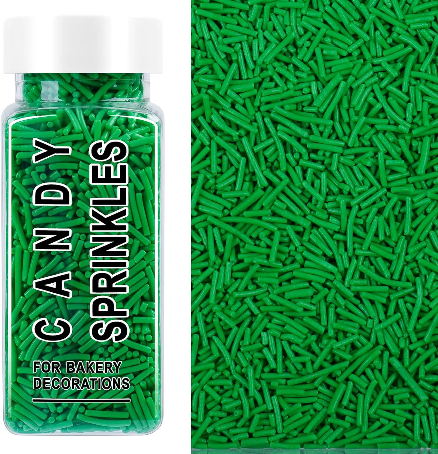 Green Jimmies Sprinkles, Edible Green Sprinkles for Baking Topping, Cupcakes, Cookies, Ice Cream & Cake Decorating, St Patrick's Day Christmas Party Supplies