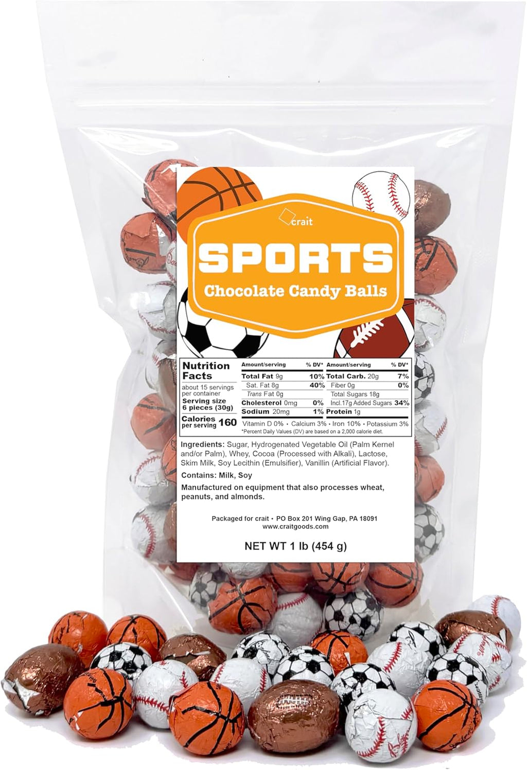 Sports Chocolates, Sports Balls Candies Individually Wrapped Milk Chocolate Balls 1 Pound (Sports Variety)(About 85 Pieces)