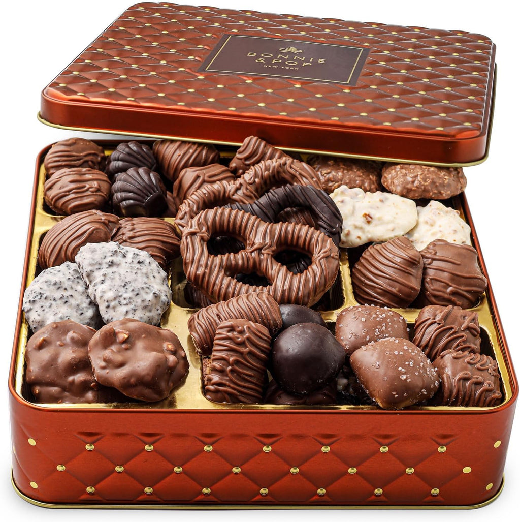 Chocolate Gift Basket, Candy Food Gifts Arrangement Platter, Gourmet Snack Box, Mothers Day Present Idea, Corporate, Employee Appreciation, Him & Her, Men Women Sympathy Family Parties & Get Well- Bonnie & Pop