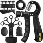 Grip Strength Trainer Kit (5 Pack) Adjustable Resistance Hand Gripper,Finger Exerciser,Hand Extension Exerciser,Stress Relief Ball and Forearm Workout Ring for Muscle Building Injury Recover