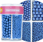 Blue Sprinkles, 7.8oz Edible Pearl Sprinkles for Cake Decorating, Sugar Candy Pearls for Baking, Cookie Decorations & Cupcake Topper, Wedding Party Christmas Supplies (Navy Blue)