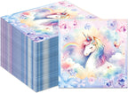 Unicorn Party Napkins, 40PCS Rainbow Balloon Napkins Disposable, Unicorns Partys Supplies Birthday Decorations, Fancy Unicorns Party Dinner Paper Napkins for Girl Boy Theme Partys, Birthday, 6.5"