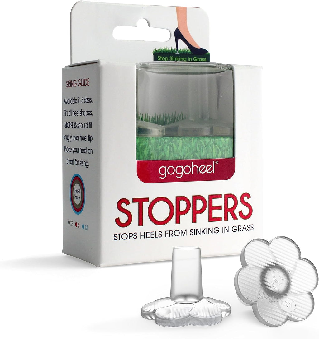 GoGoHeel STOPPERS Heel Protectors – Clear Heel Covers for High Heels, Stop Sinking on Grass – Made in USA (XX-Small, 1 Pair)