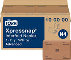 Tork Xpressnap® White Dispenser Napkin N4, One-at-a-Time Dispensing, 1-ply, 1/4 Fold, 13" x 8.5 ", 12 x 500 Napkins, 109000