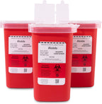 Alcedo Sharps Container for Home Use and Professional 1 Quart (3-Pack) | Biohazard Needle and Syringe Disposal | Small Portable Container for Travel