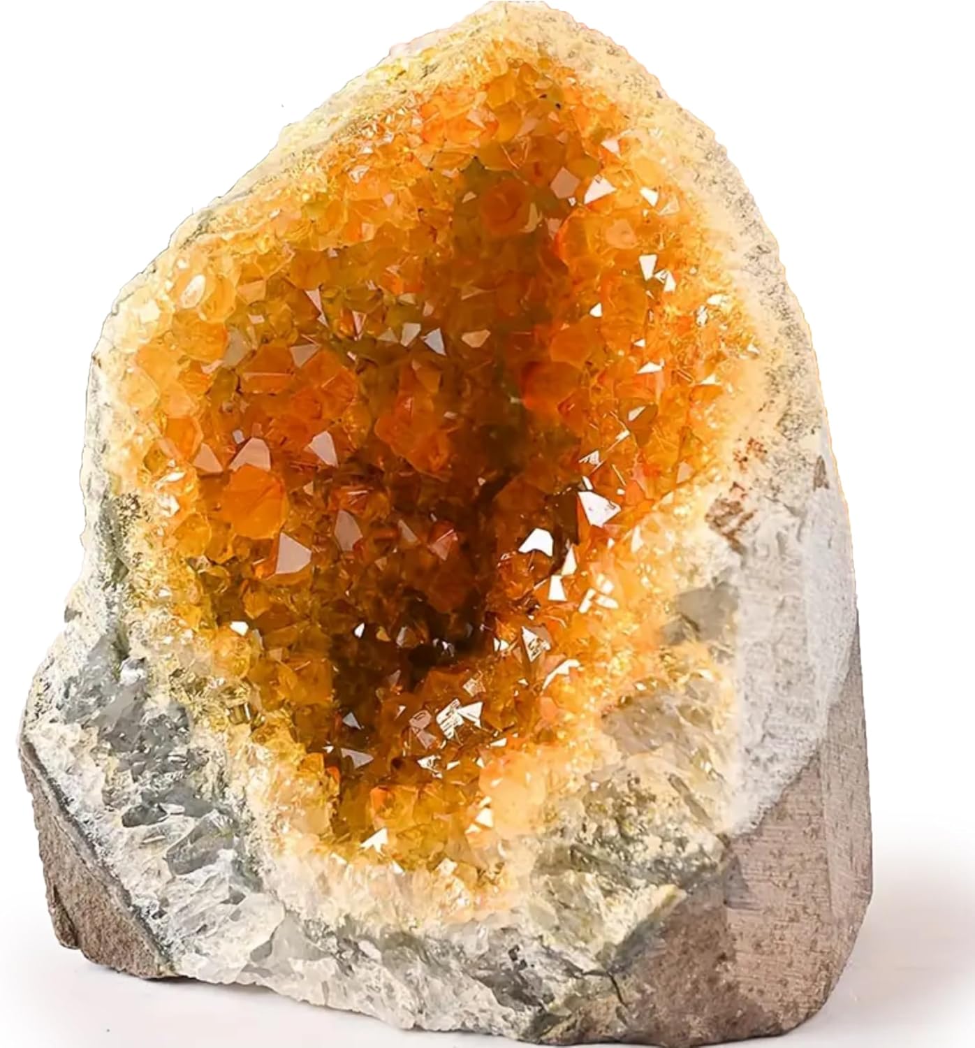 200-700g Selected Raw Geode Quartz Cluster Home Feng Shui Ornaments Energy Stone Healing Tools Meditation Feng Shui Decoration,Stone Display Piece, Mineral Specimen (Yellow, 200-300g)