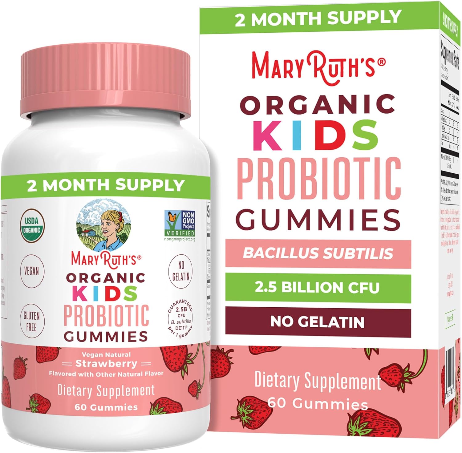 MaryRuth Organics Kids Probiotics for Digestive Health | USDA Probiotic Gummies | 2 Month Supply | Kids Probiotics | Immune Support | Gut Health Supplement | Vegan | Non-GMO | Gluten Free | 60 Count