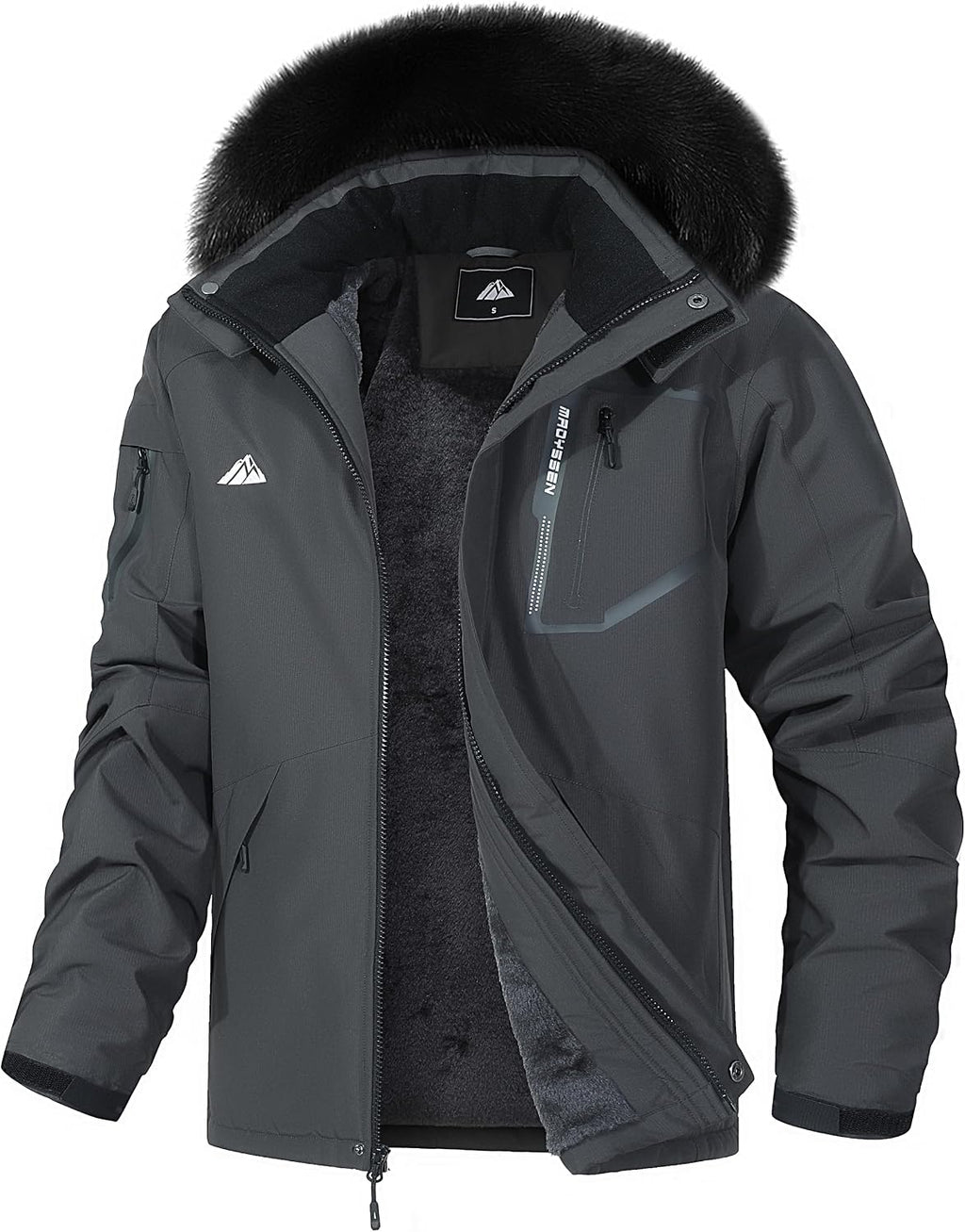 Men's Waterproof Ski Jacket Warm Winter Snow Coat Mountain Windbreaker Fur Hooded Snowboarding Jakcet Parka