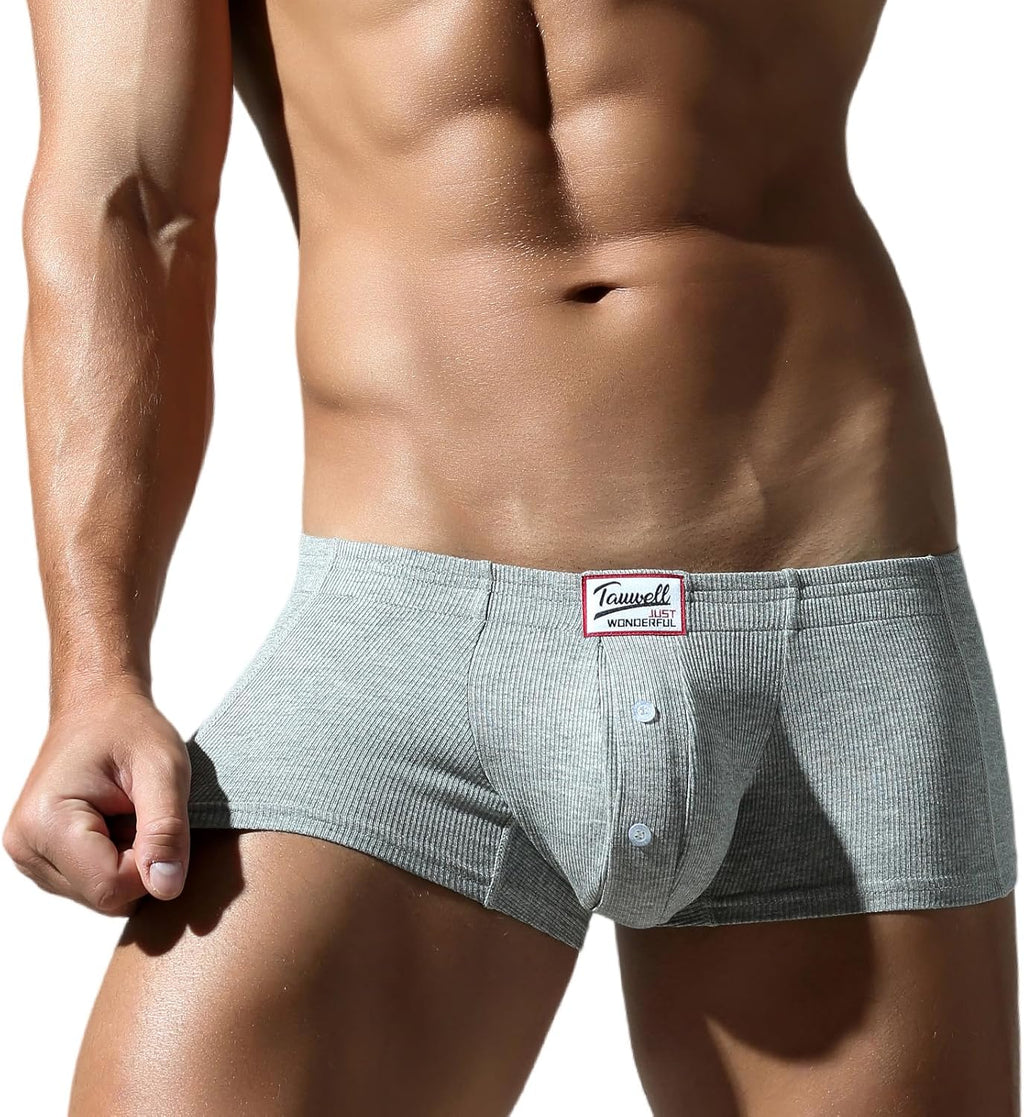 SEAUR Men's Pouch Boxer Briefs Seamless Ribbed Underwear Low Rise Breathable Trunks Stretchy Underpants