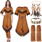 Jadive Women Native American Outfits Set Maiden Princess Dress up Indian Costume
