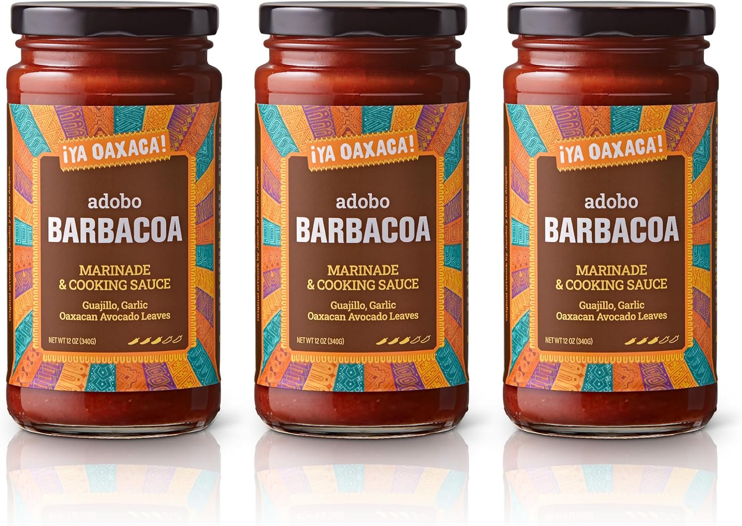 Ya Oaxaca - Barbacoa Adobo Marinade - Rich & Complex Flavor - Made with Chile Guajillo & Avocado Leaf - Brush on Chicken, Beef, Pork, or Veggies - Vegan, Non-GMO, Gluten Free - 12oz (Pack of 3)