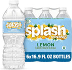 SPLASH REFRESHER Flavored Water Bottles, Lemon Flavor - 6-Pack, 16.9 Fl Oz - Refreshing Flavored Bottled Water with Electrolytes - Zero Sugar & Zero Calories