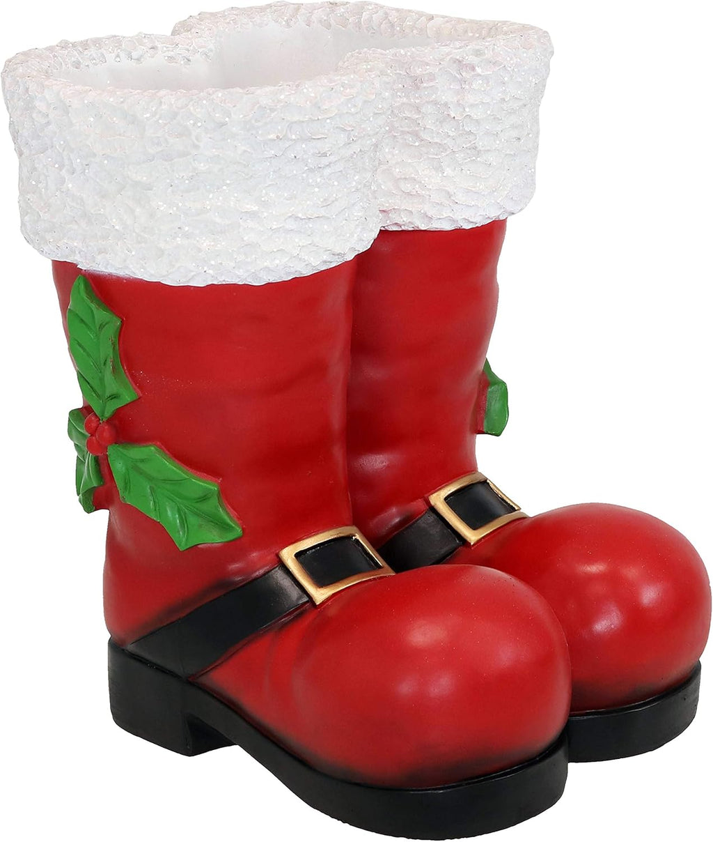 Sunnydaze Santa Boots Decor - Nostalgic Christmas Decorations - Santa Claus Decor - Indoor or Outdoor Christmas Statues - 13"
