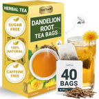LeafLea 40 Dandelion Root Tea Bags, Dandelion Tea Supports Wellness and a Balanced Lifestyle, Natural Dried Dandelion Root, Vegan, No Sugar, Caffeine-Free