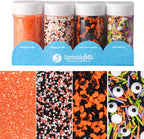 Sweets Indeed Sprinkles, 4 Pack, Edible Sprinkle Mix, Perfect for Cake Decorations, Baking, Ice Cream, Cookies, Cupcake Topper (Halloween)