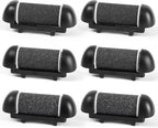 6pcs Replacement Roller Refill Heads for Electric Callus Remover,Feet Pedicure Kit Refill Rollers, 2 Extra Coarse, 2 Regular Coarse, 2 Fine Coarse Refill Rollers (Black)