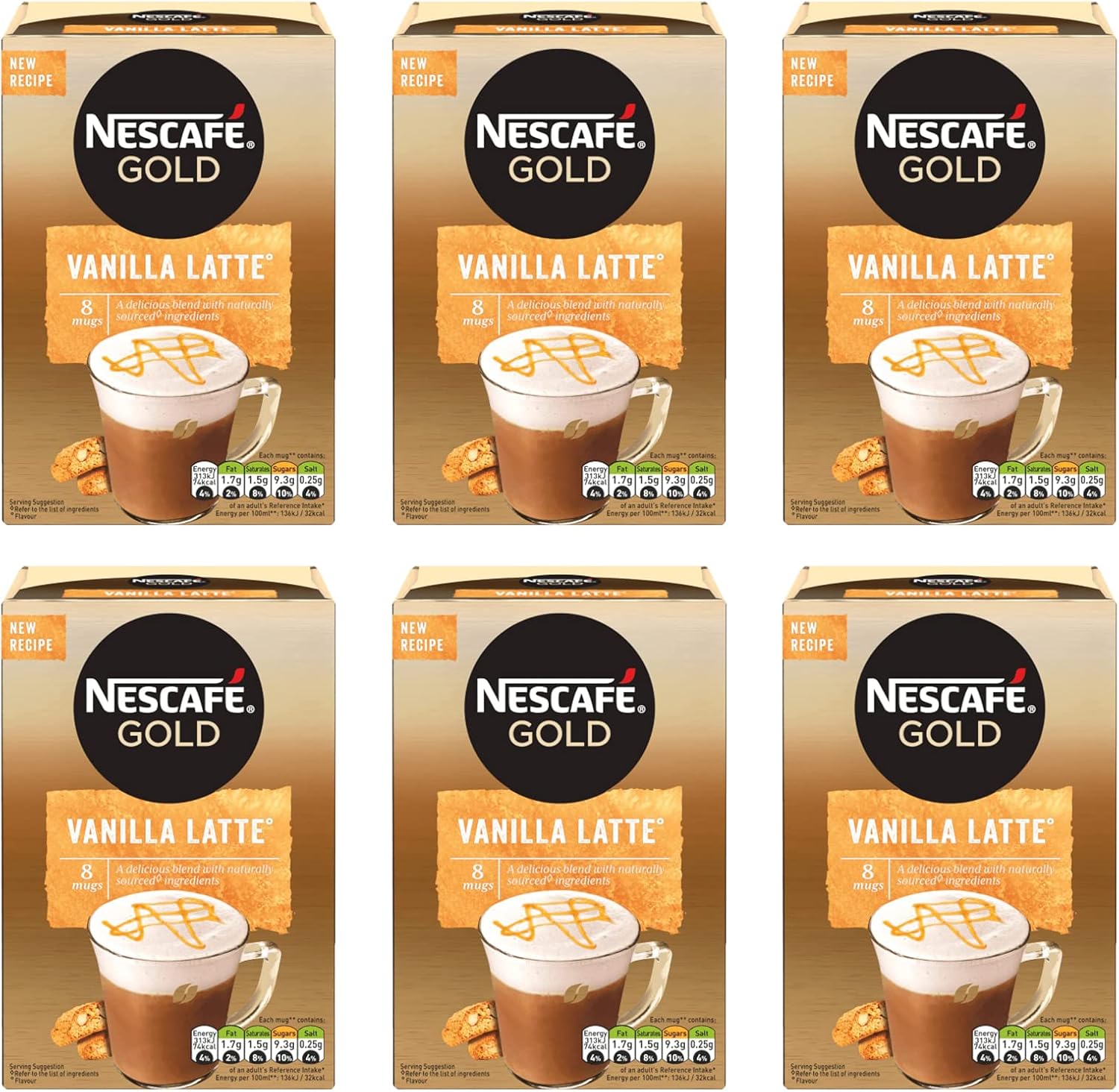 Nescafe Vanilla Latte 8 x 18.5g - Pack of 6
