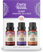 GuruNanda Sleep Essential Oil Set (Pack of 3 x 0.34 Fl Oz) - 100% Pure, Natural & Undiluted Cedarwood, Frankincense & Lavender Aromatherapy Oils for Diffuser - Perfect for Massages & DIY Recipes