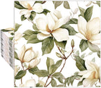Whaline 80 Pcs Magnolia Paper Napkins White Floral Luncheon Napkin Watercolor Spring Flower Blossom Disposable Dessert Dinner Hand Napkin for Wedding Birthday Bridal Baby Shower Party Supplies