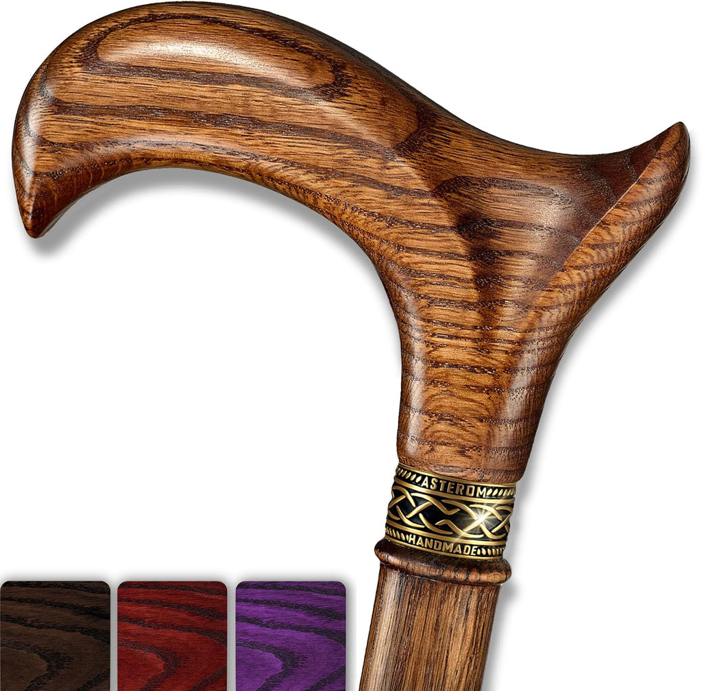 Asterom Handcrafted Walking Cane - Ergonomic, Derby, Wooden Canes for Men, Fashionable Walking Sticks for Seniors
