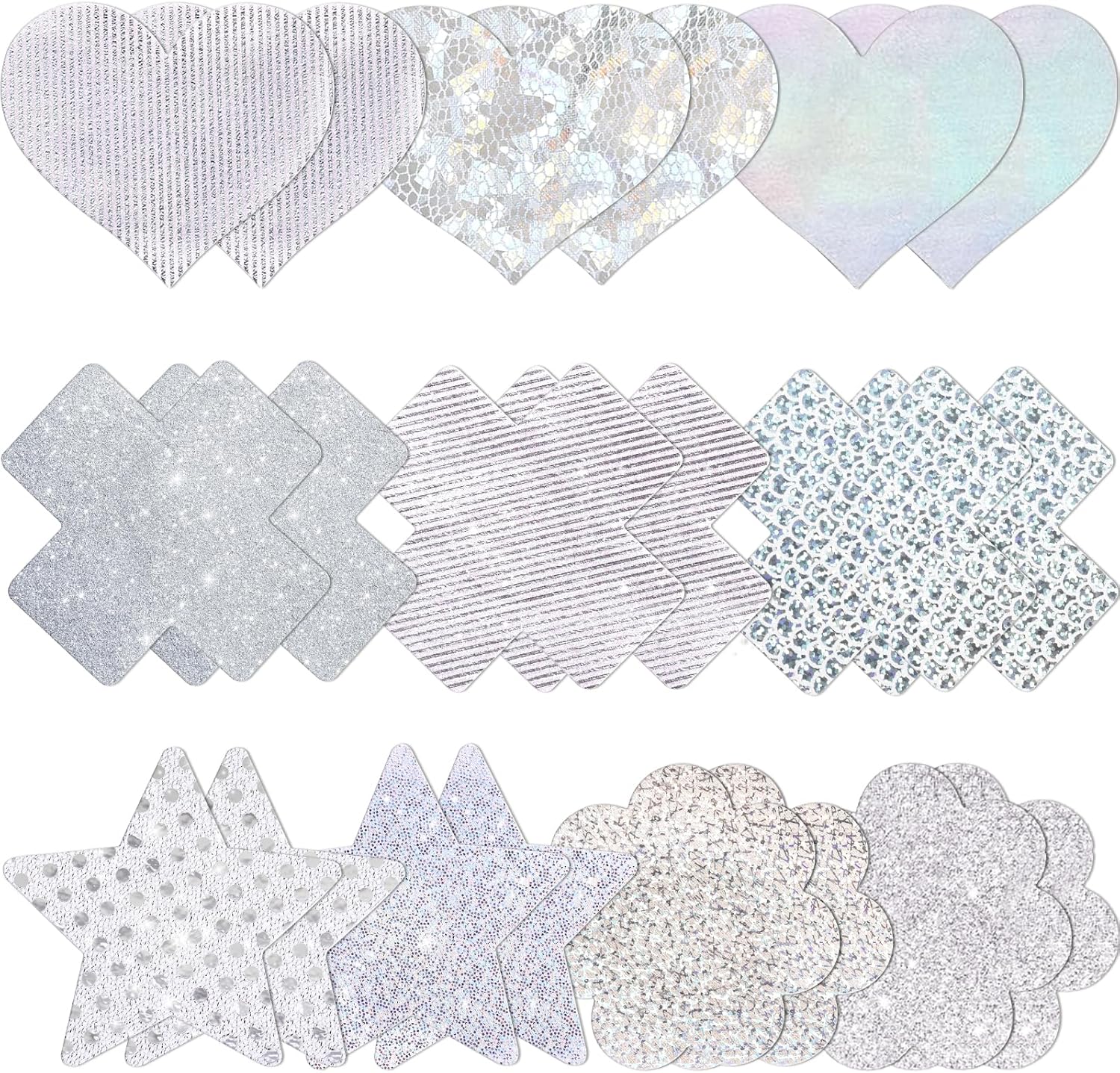 Glitters Pasties Rave Pack Nipple Covers Stickers Disposable Sticky Breast Petals Bra for Women Rave Outfit Party