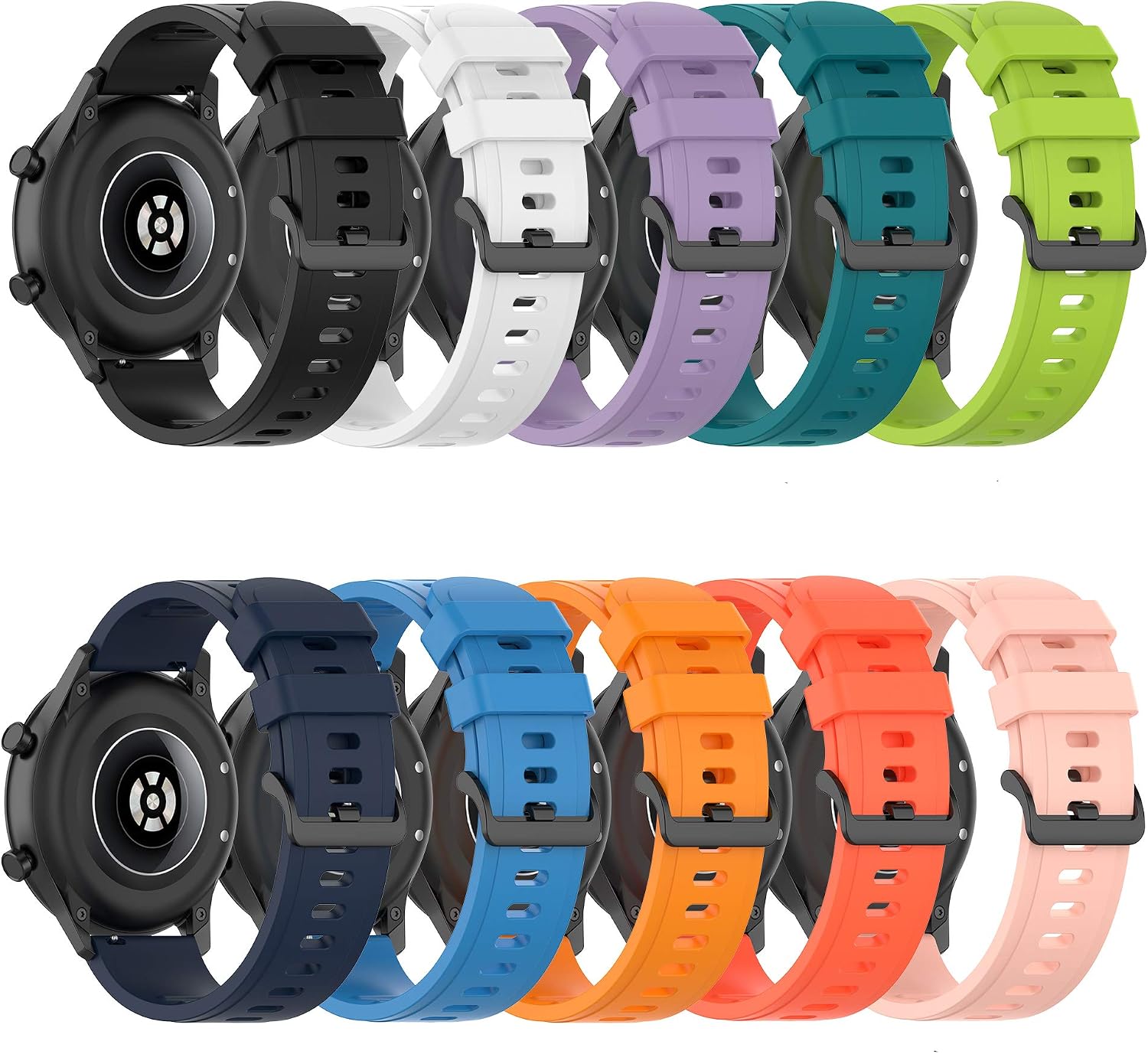 FitTurn Band Compatible with Huawei Watch 5 4 3 Pro/GT 6 5 4 3 2 46mm/GT Active/GTR 4 pro Watch 22MM Silicone Replacement Wristband Strap for Samsung Galaxy Watch 46mm/Gear S3/for Amazfit Bip 6 5 SmartWatch