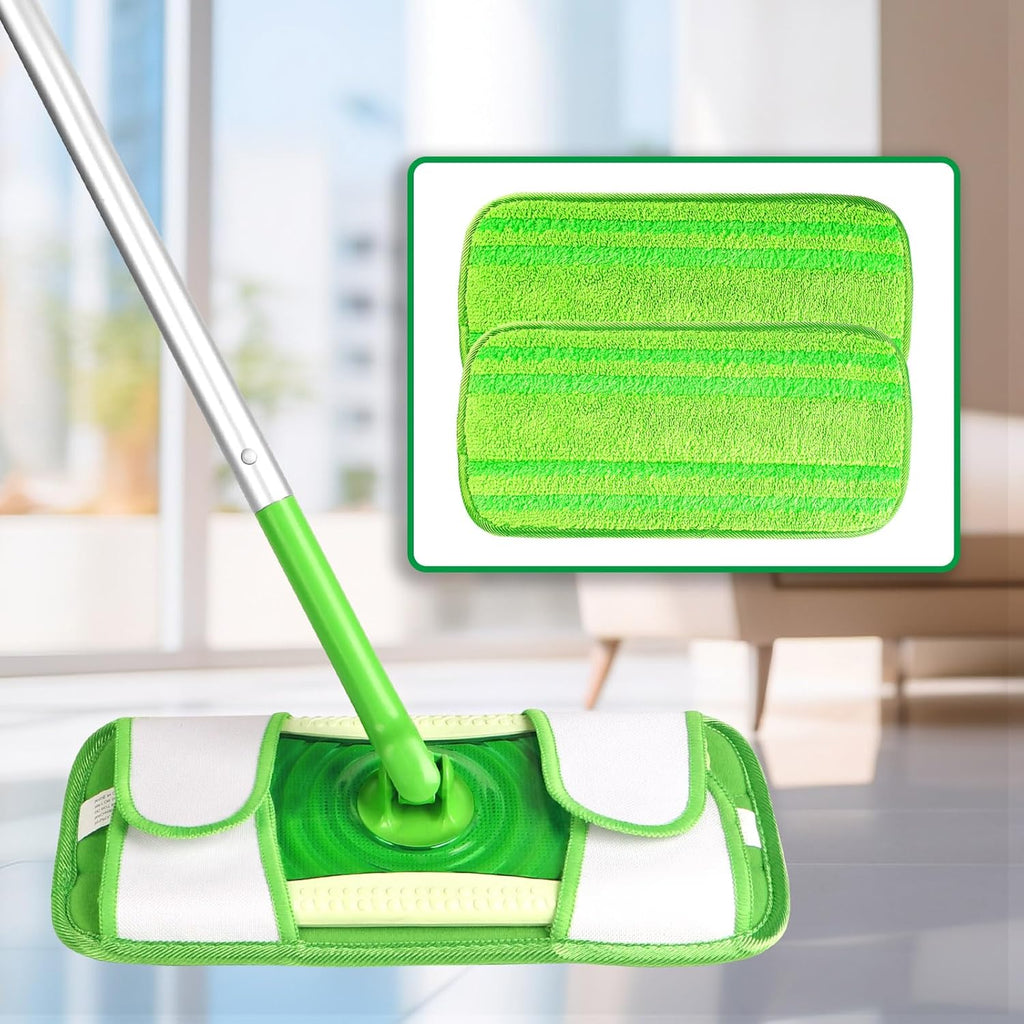 4Pack Microfiber Mop Pads, Reusable and Machine Washable Pad Refills, Mop Head Replacements Perfect for Wet and Dry Floor Cleaning