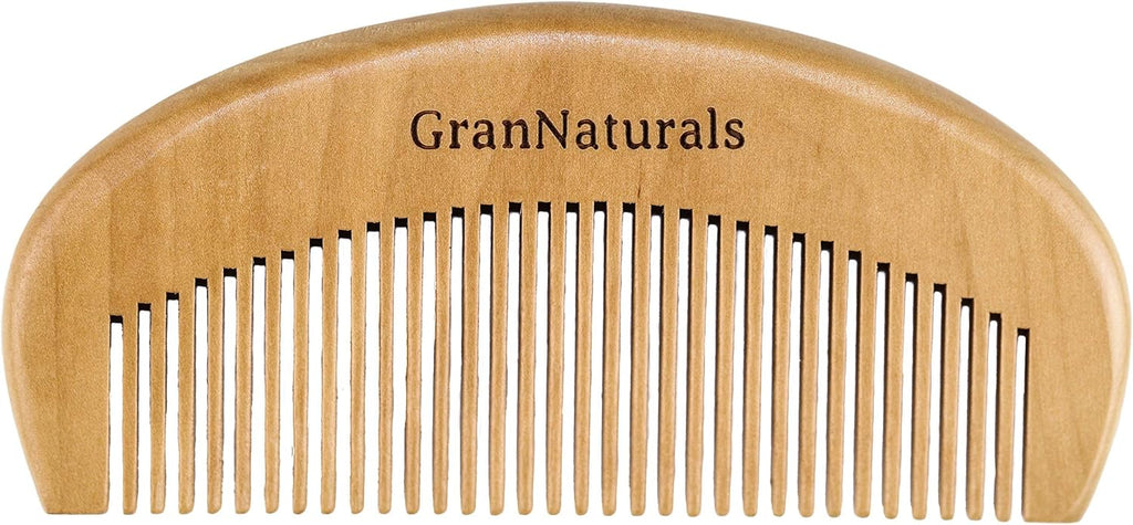 GranNaturals Wooden Comb for Detangling & Styling Wet or Dry Hair - Small Pocket Sized Fine Tooth Natural Wood for Curly, Thin, Thick, Wavy, or Straight Hair - Birthing & Labor Tool