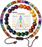 7 Chakra Bracelet for Men & Women – Handcrafted Healing Natural Stone Bracelets, Get Well Soon Energy Protection Spiritual Jewelry, Adjustable Calming Bracelet for Stress, Yoga & Meditation Gifts