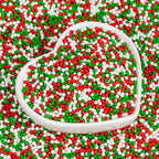 Christmas Nonpareils Sprinkles for Cake Decorating,130g White Red and Green Mini Pearls Mix,Edible Sugar Holiday sprinkle for Cupcake Toppers, Cookie, Ice Cream Decorations Christmas Party Supplies