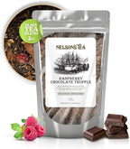 Nelson's Tea Raspberry Chocolate Truffle - Loose Leaf Black Tea with Raspberry Leaf, Rooibos, Truffle Essence, Carob Beans, Hibiscus & Chocolate Chips, Infused with Natural Flavors - 2 oz.