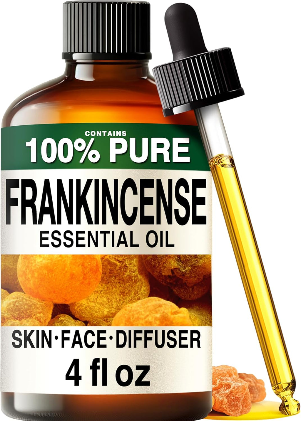 100% Pure Frankincense Oil - 4 Fl Oz Frankincense Essential Oil for Hair, Skin, Diffuser, Aromatherapy & DIY Soap Making Scent