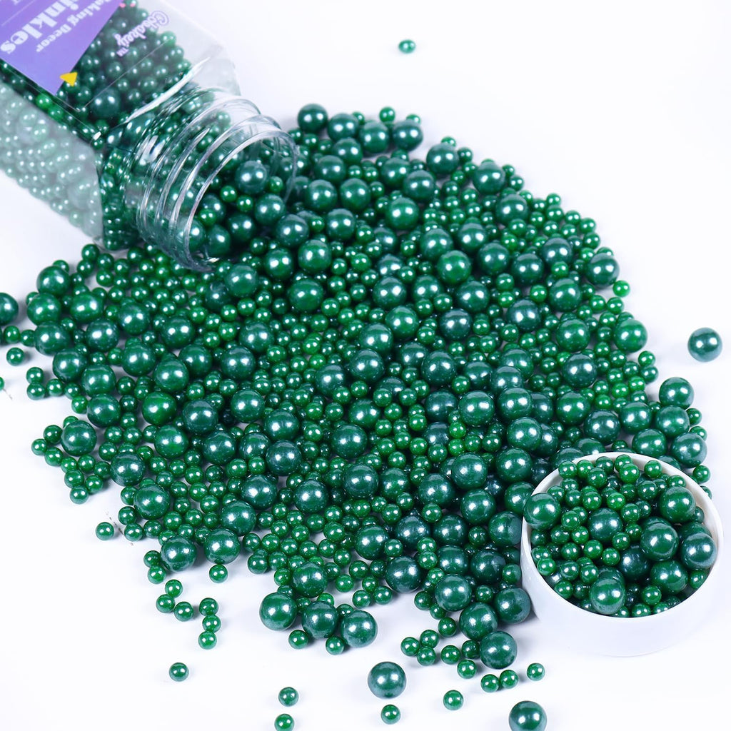 Dark Green Sprinkles for Cake Decorations 3.52 ounce Edible Pearl Sugar Sprinkles for Cupcake Toppers Wedding Party Valentines Halloween Christmas Supplies