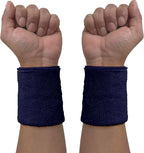COUVER 4" Tall Wrist Sweatband - Plain Solid Color Soft Cotton Terry Cloth Sport Wristband 1 Pair
