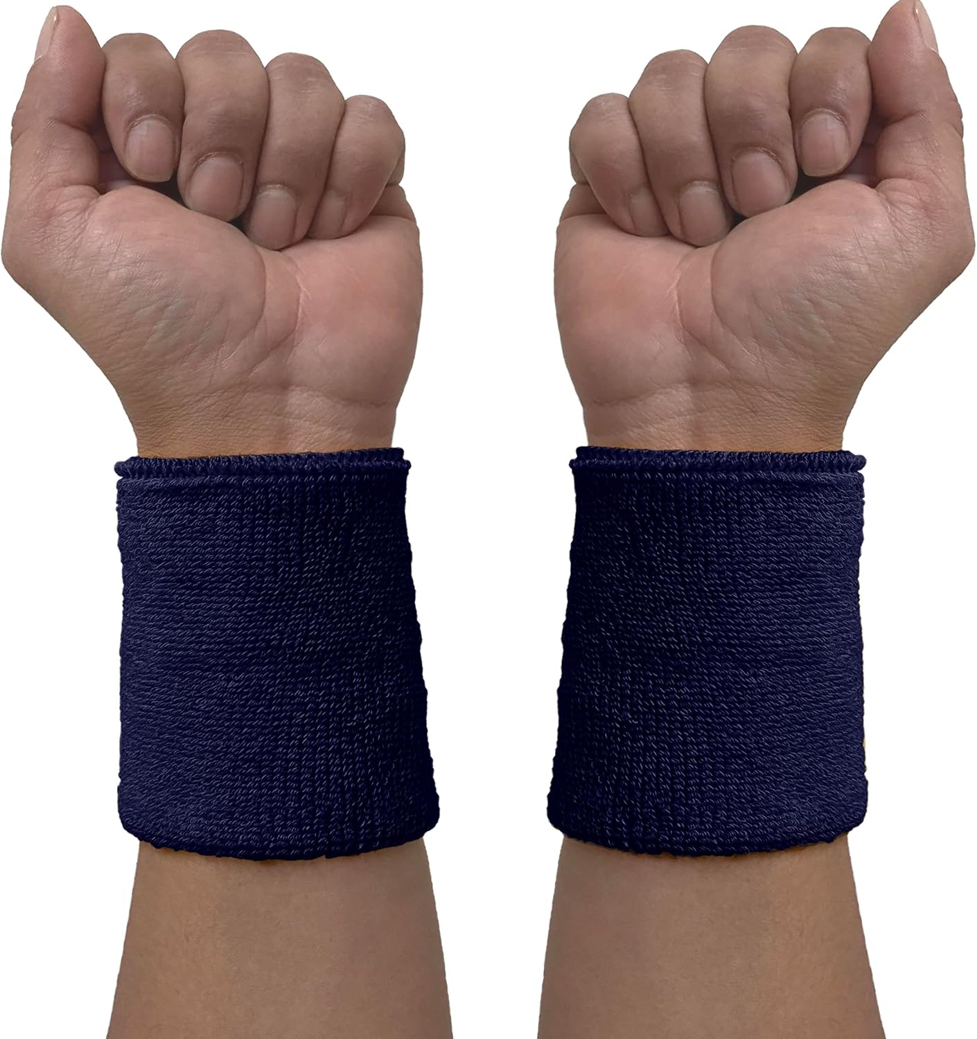 COUVER 4" Tall Wrist Sweatband - Plain Solid Color Soft Cotton Terry Cloth Sport Wristband 1 Pair